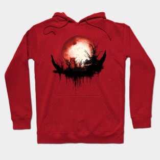 Blood Moon Dark Fantasy Art, Full Moon in Red Witch Gothic Hoodie